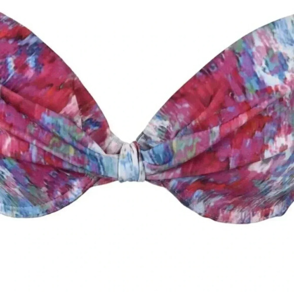 La Vie En Rose Bikini Top Watercolor Padded Push Up Pink Blue Size Small - Picture 6 of 9